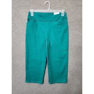 Croft Barrow Effortless Stretch Capri Pants Womens 6 Petite Green Slimming NEW